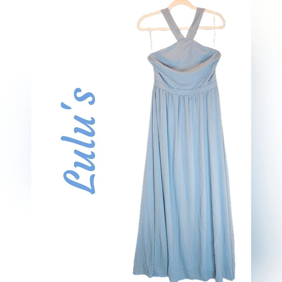 Lulu's Air Of Romance Womens Maxi Formal Dress Sz L Chiffon Wedding - Picture 1 of 14